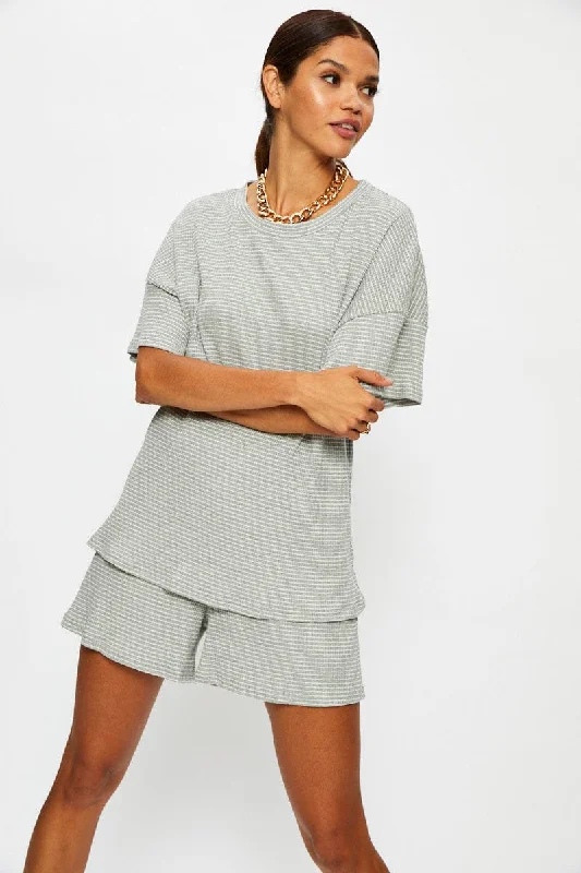 Stripe T Shirt And Short Lounge Set Athletic Women's 