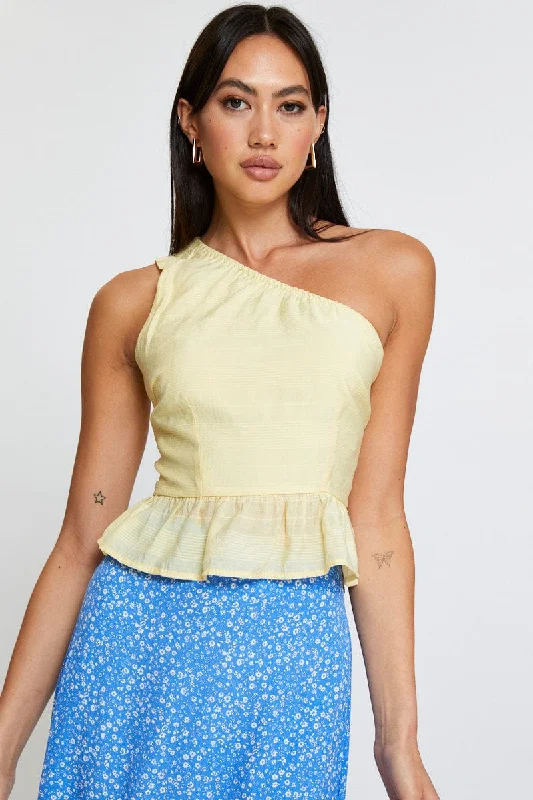 Yellow Peplum Top One Shoulder Modern Women's Tech