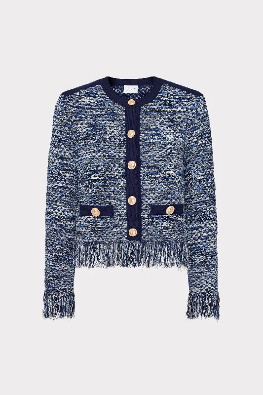 Kaia Textured Knit Cardigan Jacket Artistic Women's Hand - painted