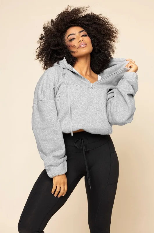 Half Zip Warm Up Hoodie - Heather Grey Business