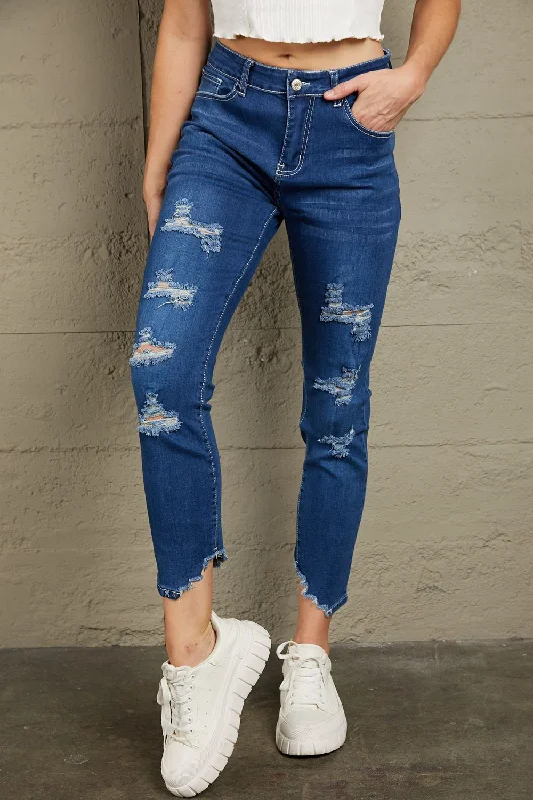 Baeful High-Rise Distressed Hem Detail Jeans Confident Women's Power