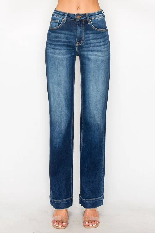 High Rise Straight Jeans Dark In Blue Bold Women's Animal Print