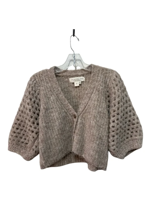 Salt Water Size XS Brown Poly Blend Fuzzy Crop Button Up Cardigan Elegant Women's Formal 