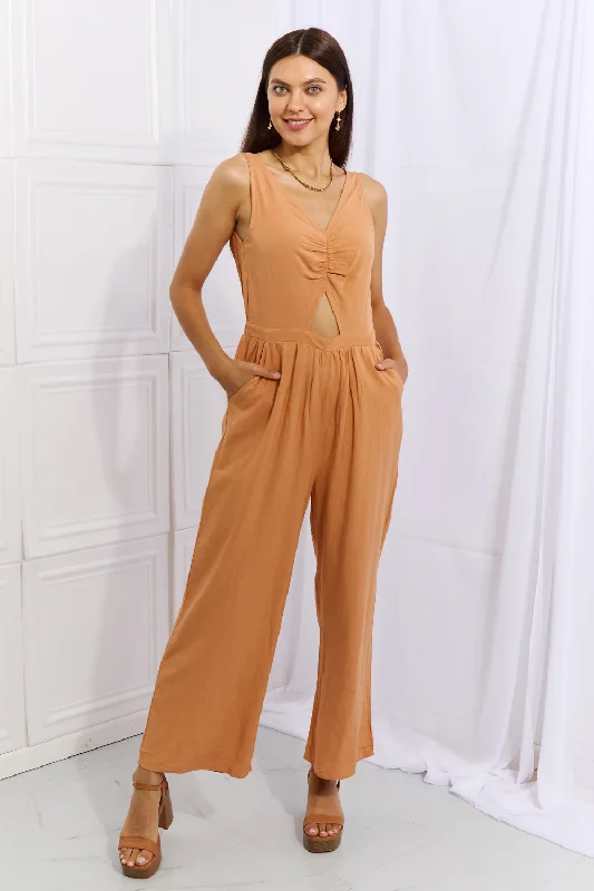 Feels Right Cut Out Detail Wide Leg Jumpsuit Cozy Women's Winter