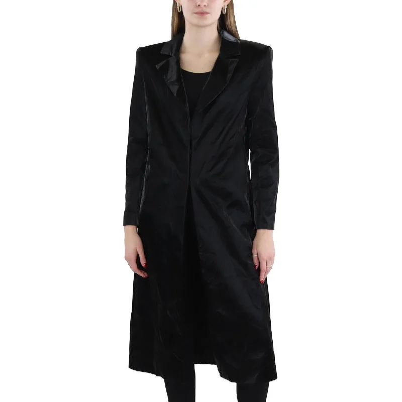 Womens Solid Long Leather Jacket Country