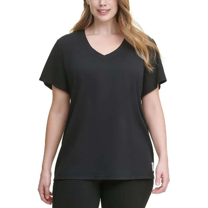 Plus Womens Cotton Activewear Pullover Top Compression