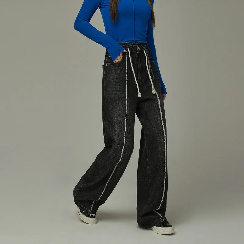 Fryaed Line Stitch String Denim Jeans Sophisticated Women's Tailored