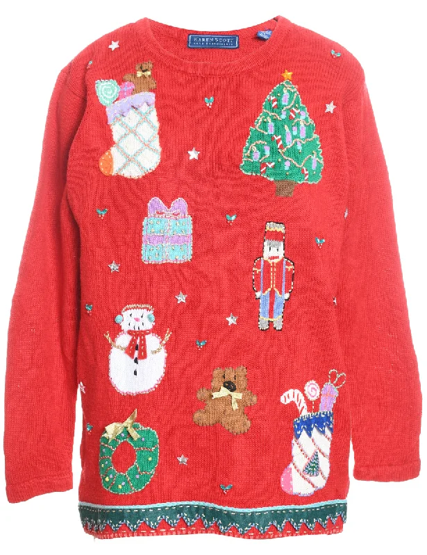 Festive Print Christmas Cardigan - S Youthful Women's Pop