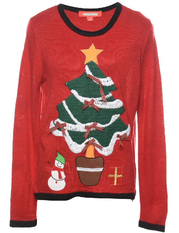 Christmas Tree Design Jumper - S Bold Women's Statement