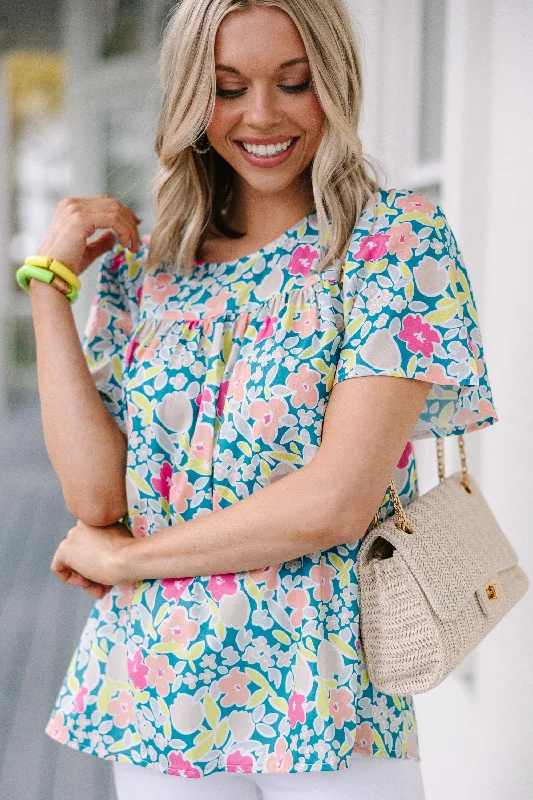 Sweet Nothings Jade Green Floral Top Confident Women's High - fashion