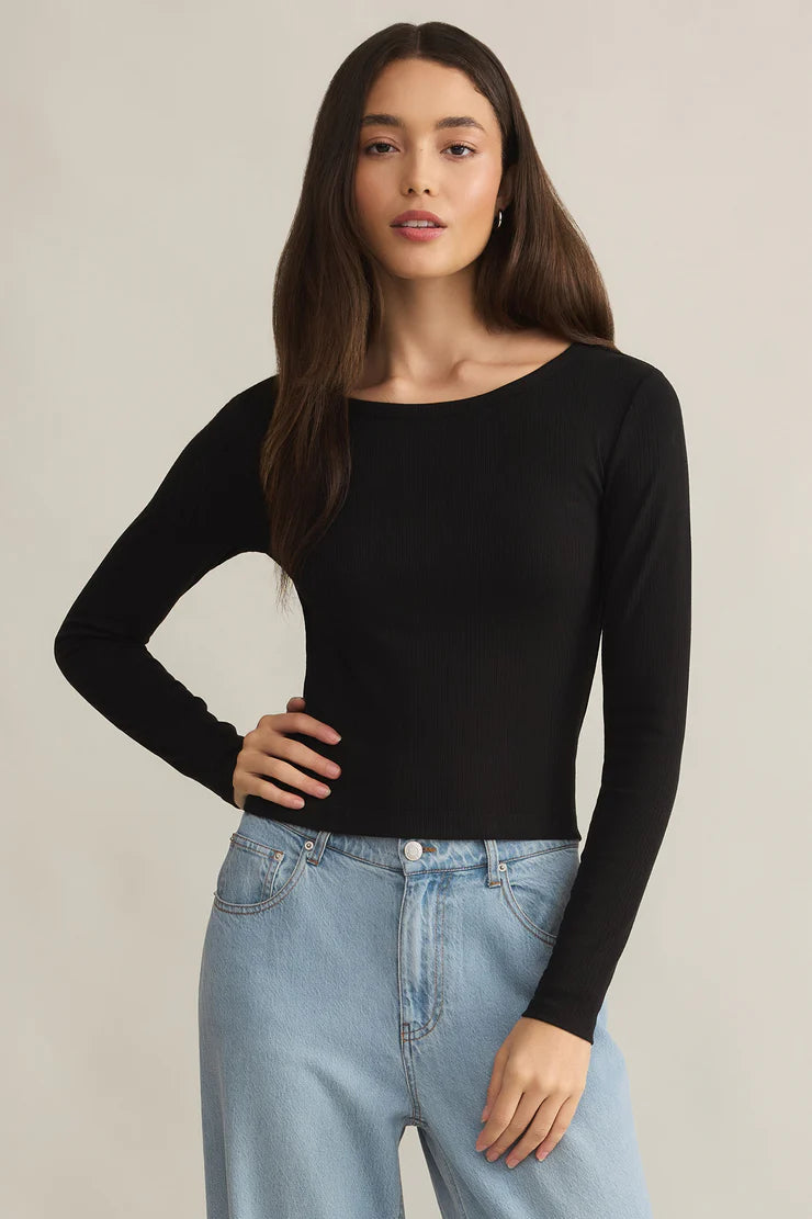 Z Supply Infinity Fitted Long Sleeve Tee Earthy Women's Hemp - based
