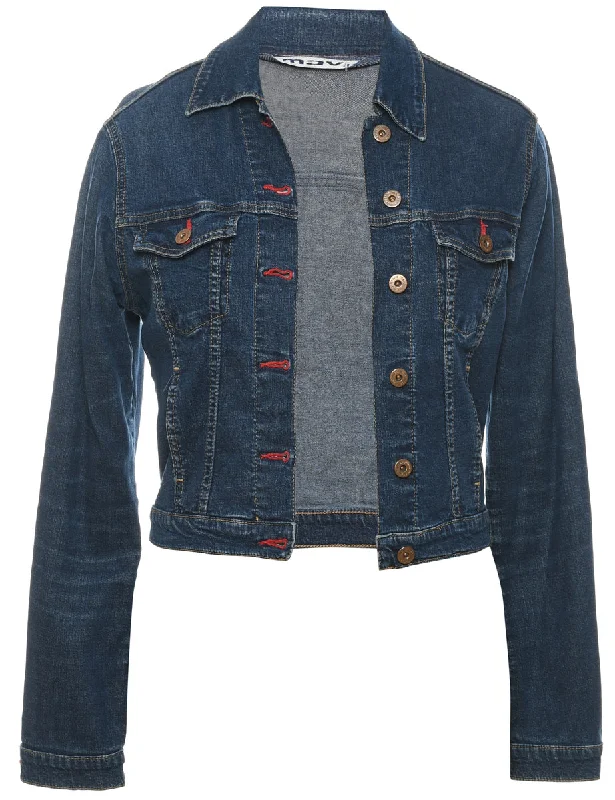 Dark Wash Cropped Denim Jacket - M Sophisticated Women's 