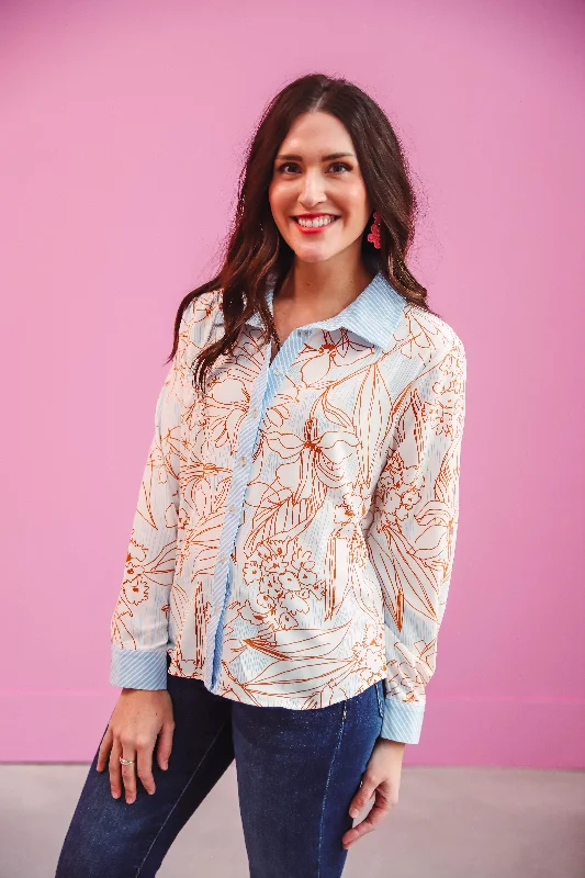 Kailyn Floral Button Down Top Trendy Women's 